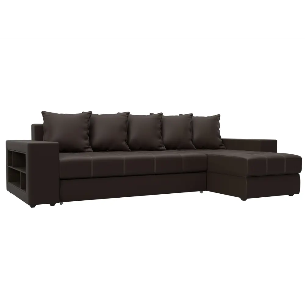 Фото Диван раскладной Лига диванов 29101_спб 282x90x163 см эко-кожа цвет коричневый