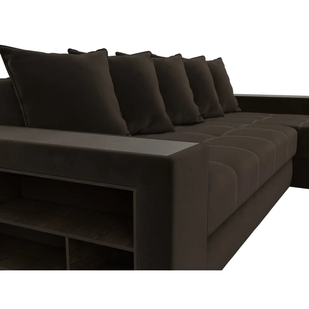 Фото 3 Диван раскладной Лига диванов 110482_спб 282x90x163 см вельвет цвет коричневый Фото 3 Диван раскладной Лига диванов 110482_спб 282x90x163 см вельвет цвет коричневый