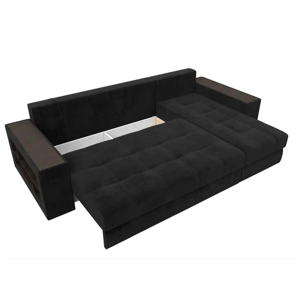 Фото 7 Диван раскладной Лига диванов 110470_спб 282x90x163 см велюр цвет черный Фото 7 Диван раскладной Лига диванов 110470_спб 282x90x163 см велюр цвет черный