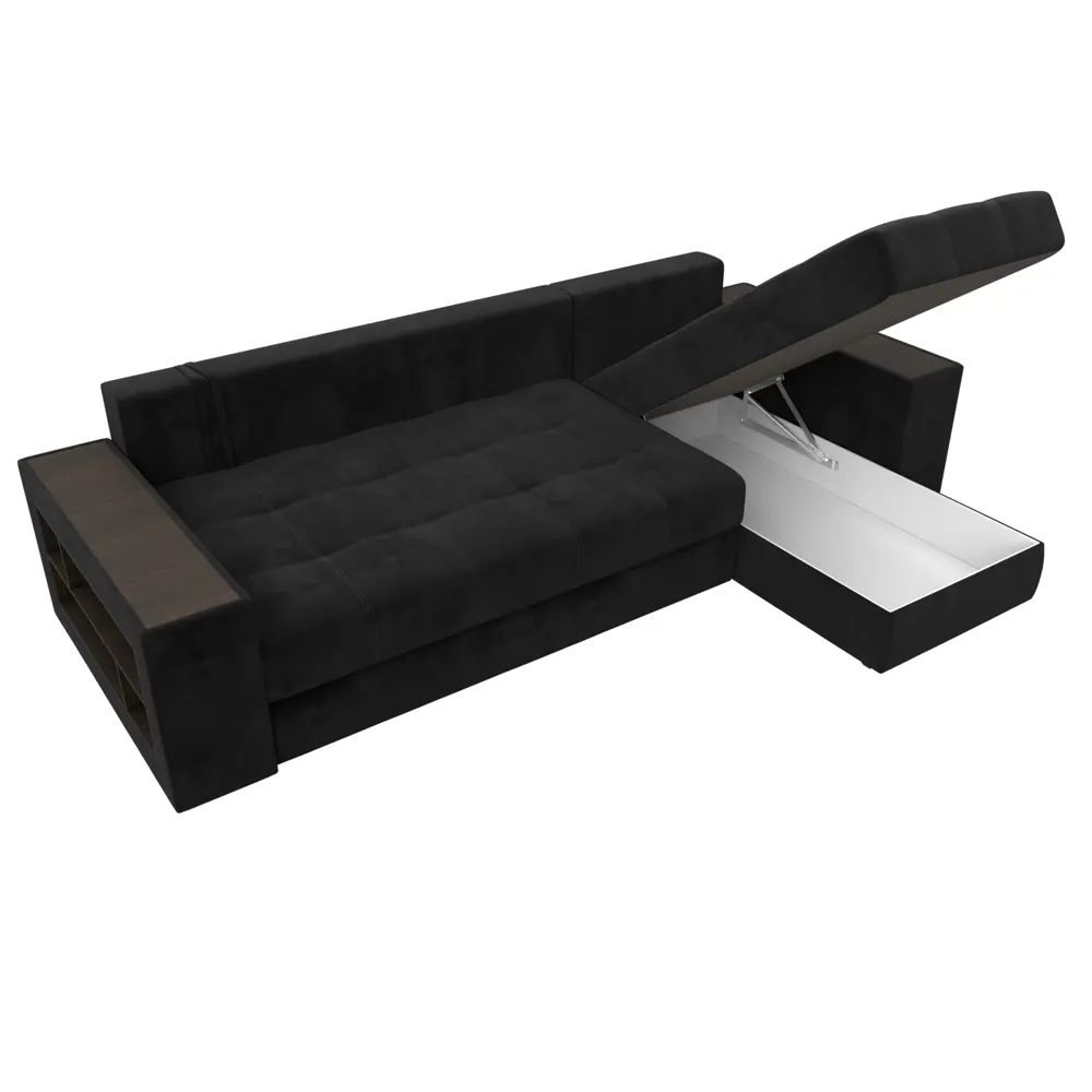Фото 9 Диван раскладной Лига диванов 110470_спб 282x90x163 см велюр цвет черный Фото 9 Диван раскладной Лига диванов 110470_спб 282x90x163 см велюр цвет черный
