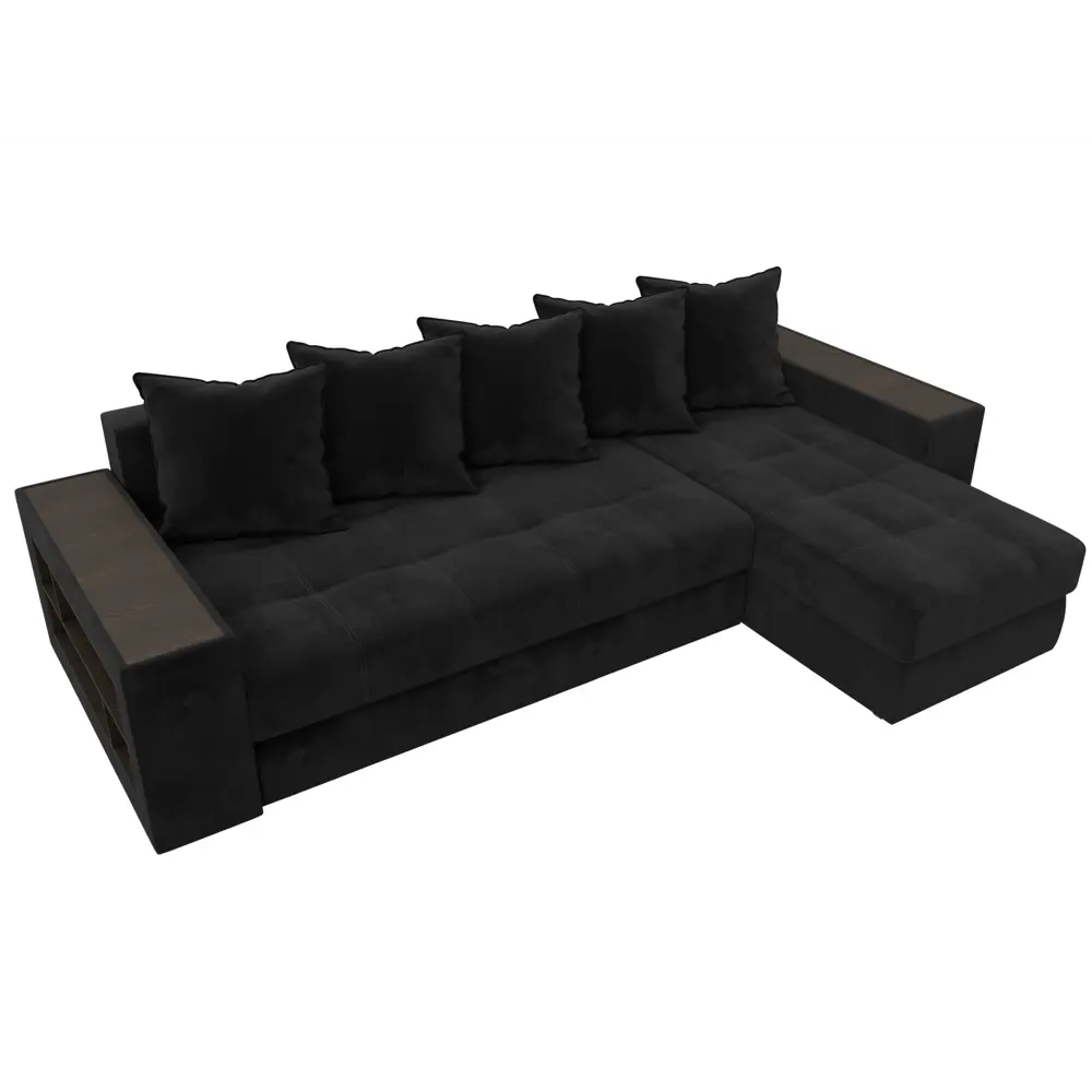 Фото 6 Диван раскладной Лига диванов 110470_спб 282x90x163 см велюр цвет черный Фото 6 Диван раскладной Лига диванов 110470_спб 282x90x163 см велюр цвет черный