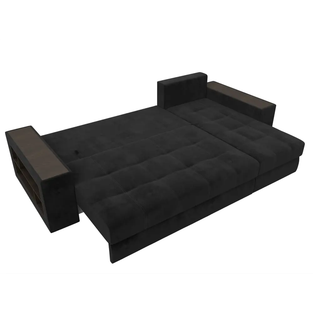 Фото 8 Диван раскладной Лига диванов 110470_спб 282x90x163 см велюр цвет черный Фото 8 Диван раскладной Лига диванов 110470_спб 282x90x163 см велюр цвет черный