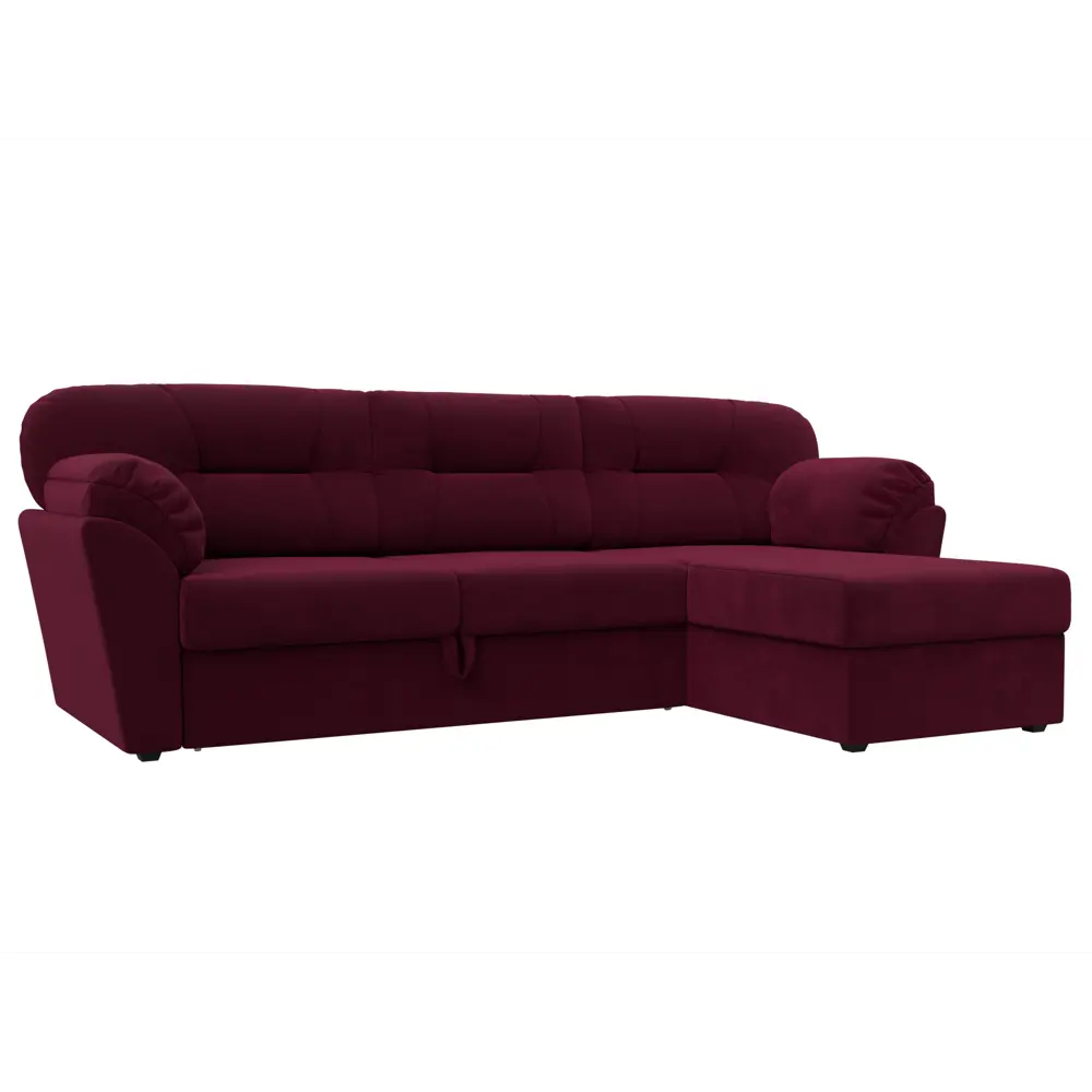 Фото Диван раскладной Лига диванов 109491_спб 295x103x153 см вельвет цвет бордовый