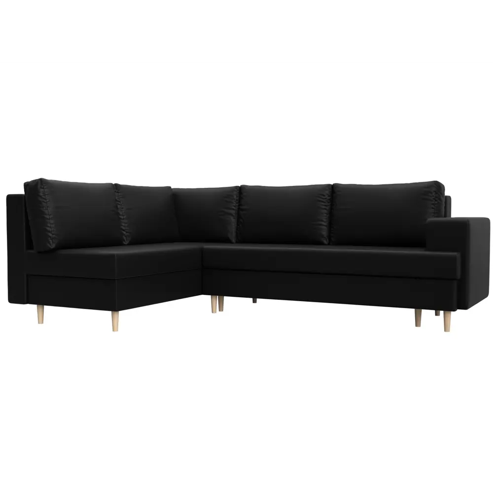 Фото Диван раскладной Лига диванов 100857L_спб 267x92x188 см эко-кожа цвет черный Фото Диван раскладной Лига диванов 100857L_спб 267x92x188 см эко-кожа цвет черный