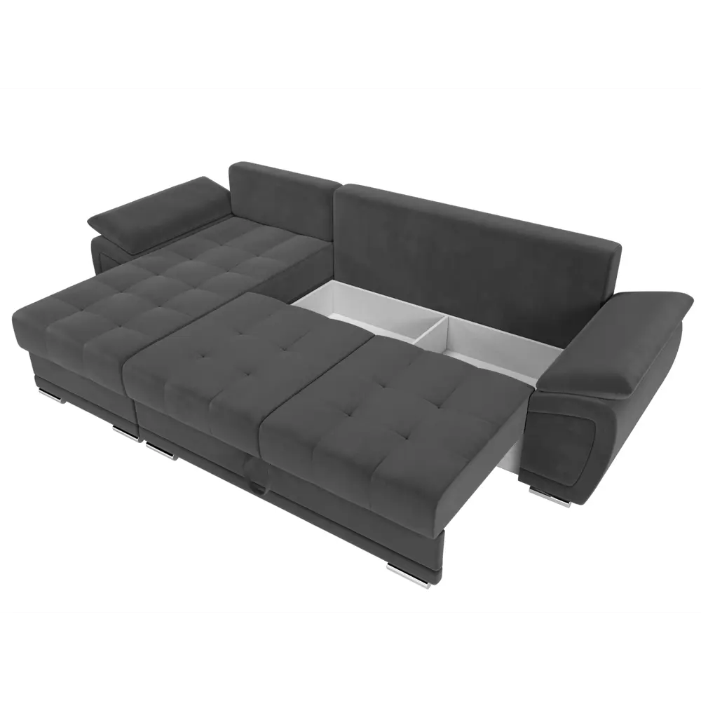 Фото 6 Диван раскладной Лига диванов 109810L_спб 264x74x147 см велюр цвет серый