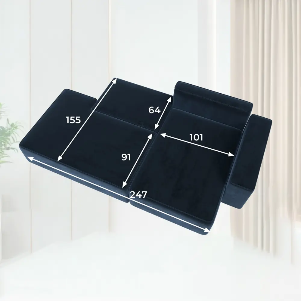 Фото 11 Диван угловой Лига-079 угол правый Лига Диванов 129822_спб 277x77x155 велюр цвет tower 13 синий