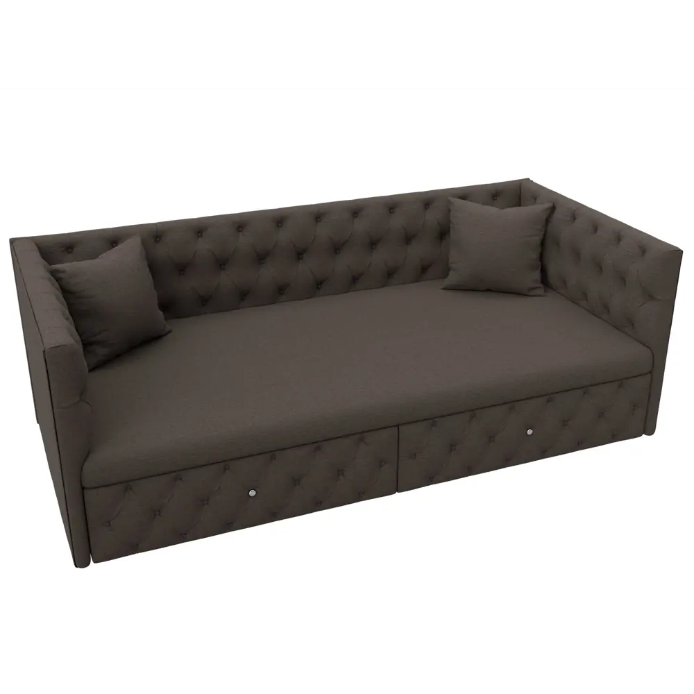 Фото 6 Диван детский Лига диванов Найс 122426_спб 200x77x87 см рогожка цвет амур 05 коричневый