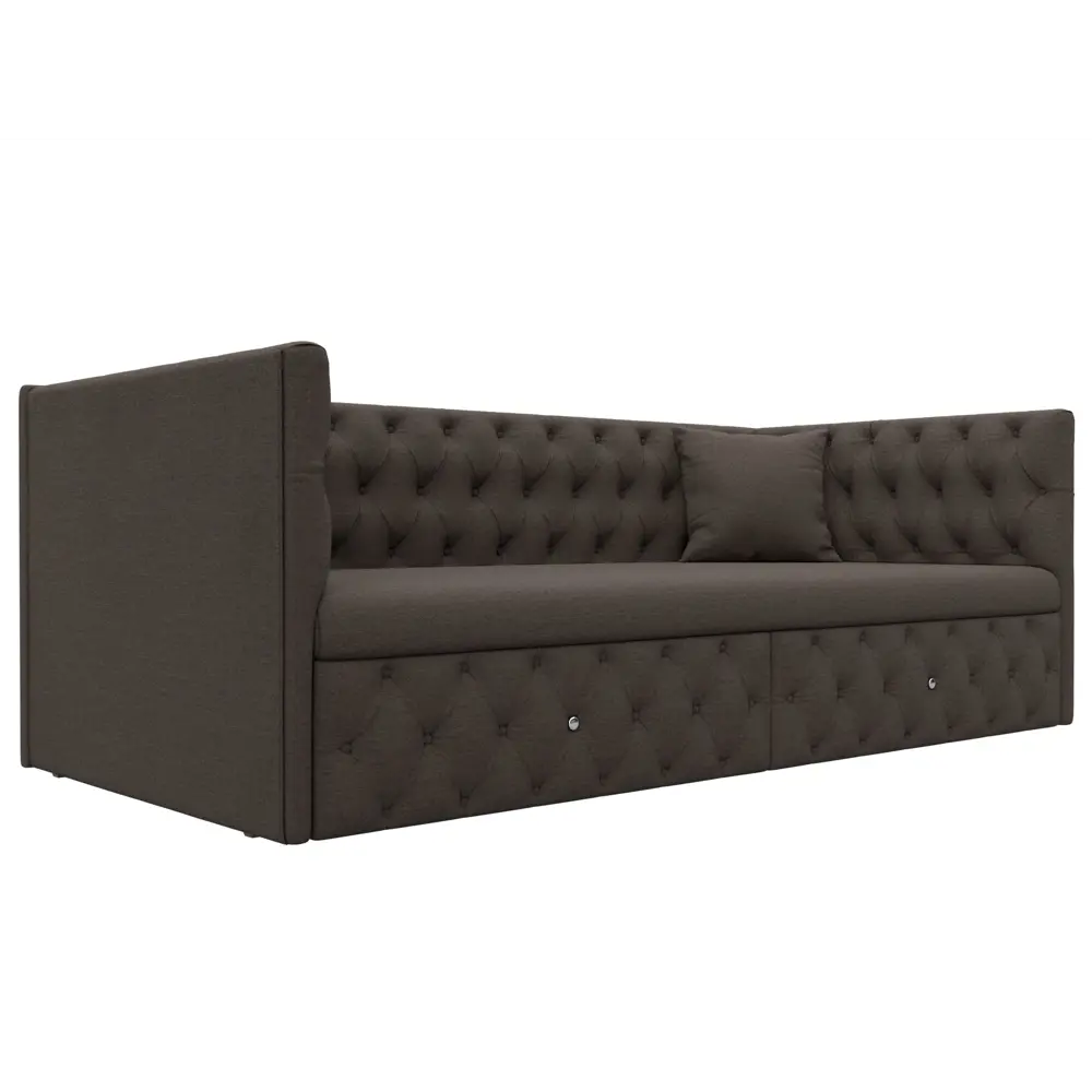 Фото Диван детский Лига диванов Найс 122426_спб 200x77x87 см рогожка цвет амур 05 коричневый