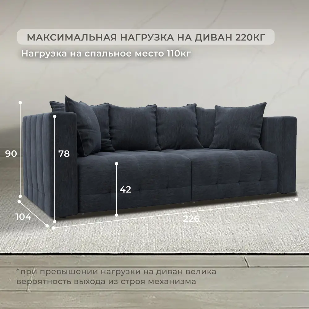 Фото 4 Диван раскладной Лига диванов 226x90x104 см шенилл цвет rimini 14 темно-серый Фото 4 Диван раскладной Лига диванов 226x90x104 см шенилл цвет rimini 14 темно-серый