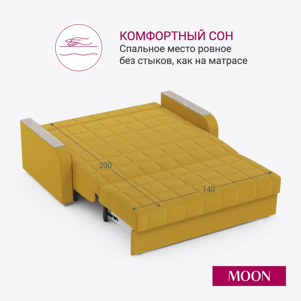 Фото 3 Диван раскладной Moon family 144 164x90x106 см велюр цвет желтый Фото 3 Диван раскладной Moon family 144 164x90x106 см велюр цвет желтый