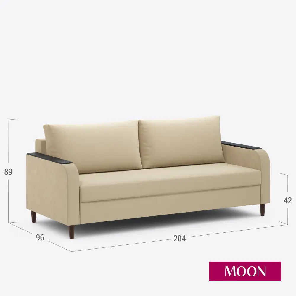 Фото 2 Диван раскладной Moon family 144 204x89x96 см велюр цвет бежевый Фото 2 Диван раскладной Moon family 144 204x89x96 см велюр цвет бежевый