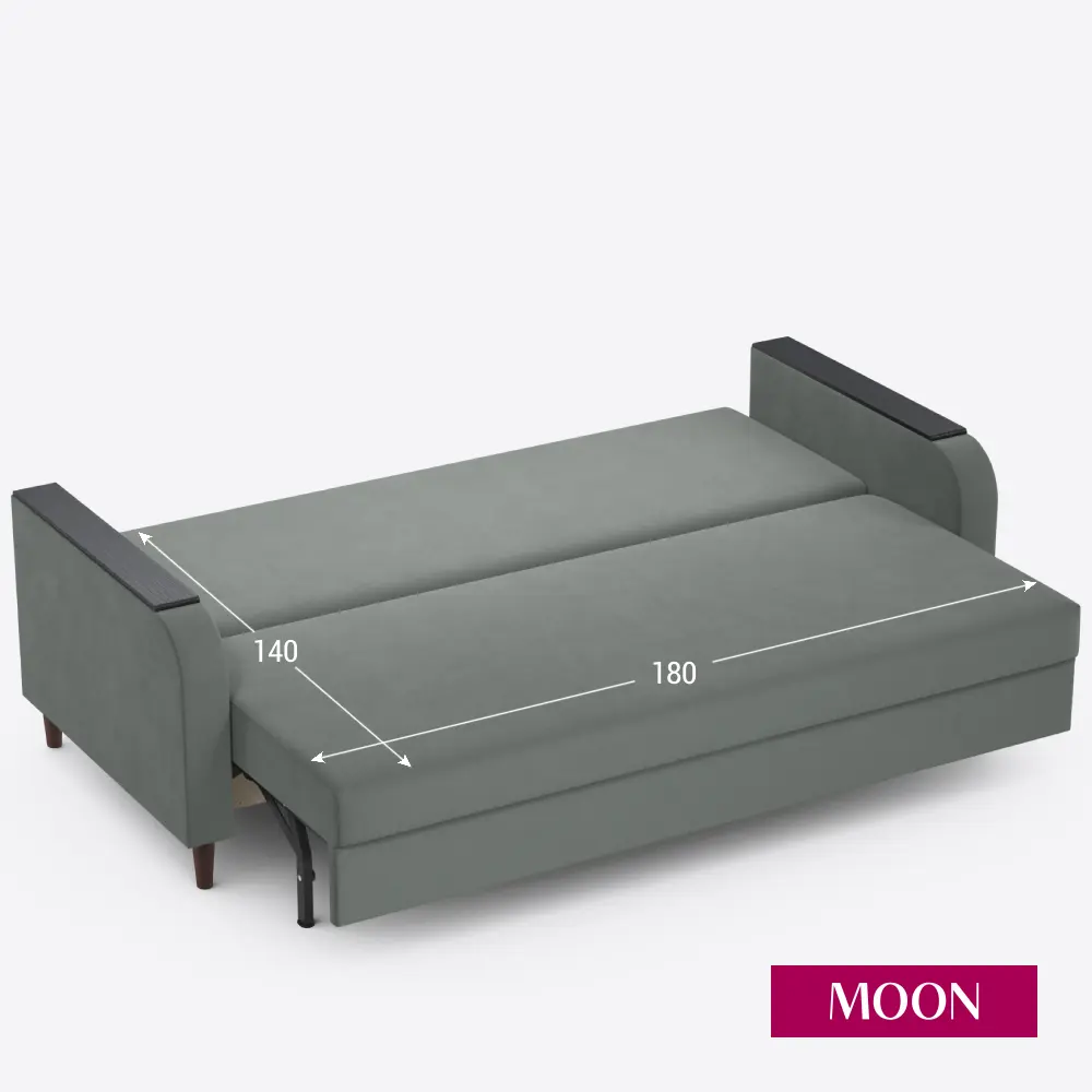 Фото 4 Диван раскладной Moon family 144 204x89x96 см велюр цвет серый Фото 4 Диван раскладной Moon family 144 204x89x96 см велюр цвет серый