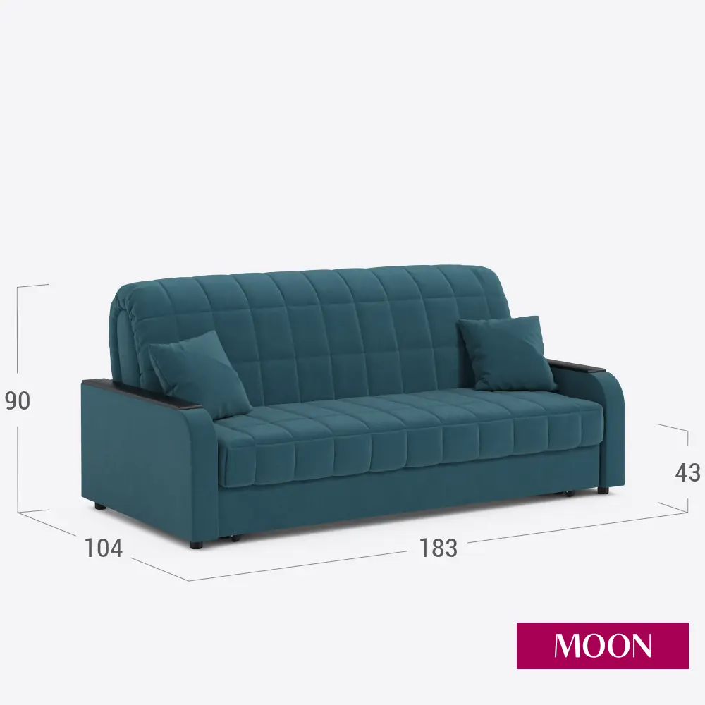 Фото 2 Диван раскладной Moon family 044 183x90x104 см велюр цвет бирюзовый Фото 2 Диван раскладной Moon family 044 183x90x104 см велюр цвет бирюзовый