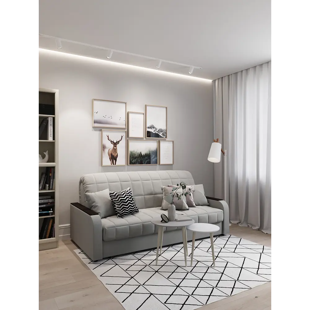 Фото 4 Диван раскладной Moon family 044 183x90x104 см велюр цвет светло-серый Фото 4 Диван раскладной Moon family 044 183x90x104 см велюр цвет светло-серый