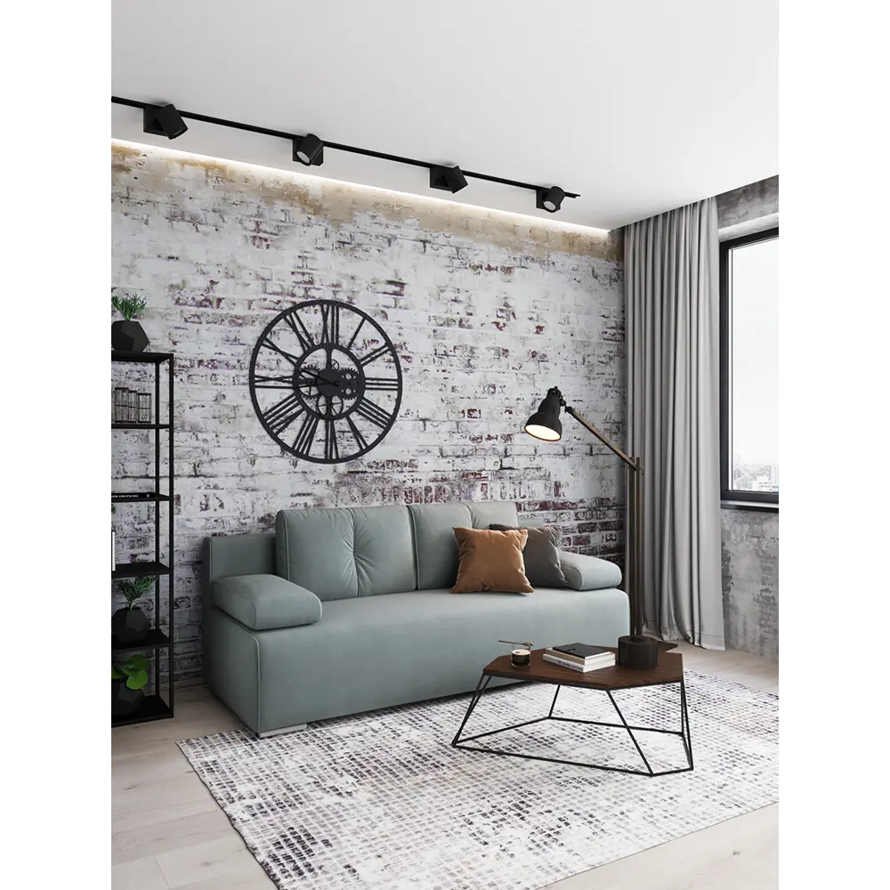 Фото 4 Диван раскладной Moon family 043 205x88x91 см велюр цвет серый Фото 4 Диван раскладной Moon family 043 205x88x91 см велюр цвет серый