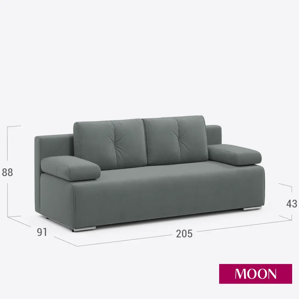 Фото 2 Диван раскладной Moon family 043 205x88x91 см велюр цвет серый Фото 2 Диван раскладной Moon family 043 205x88x91 см велюр цвет серый