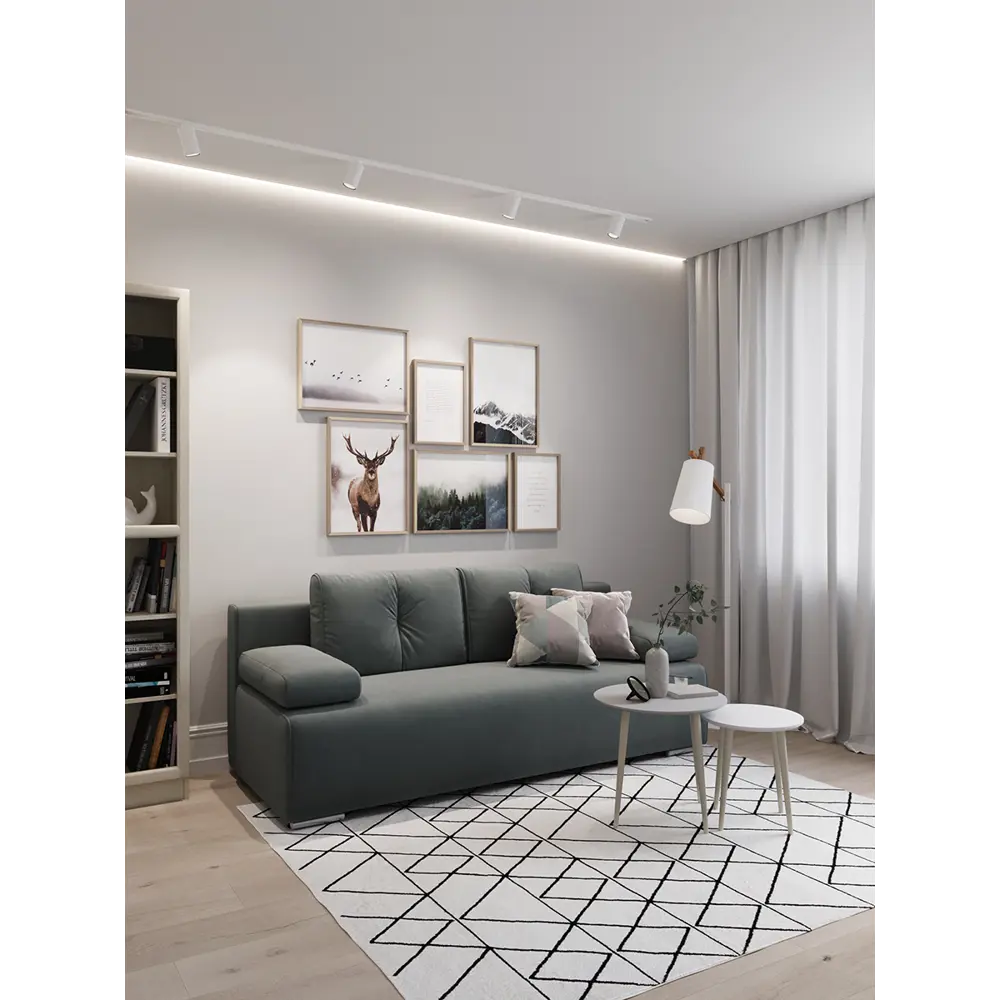 Фото 6 Диван раскладной Moon family 043 205x88x91 см велюр цвет серый Фото 6 Диван раскладной Moon family 043 205x88x91 см велюр цвет серый