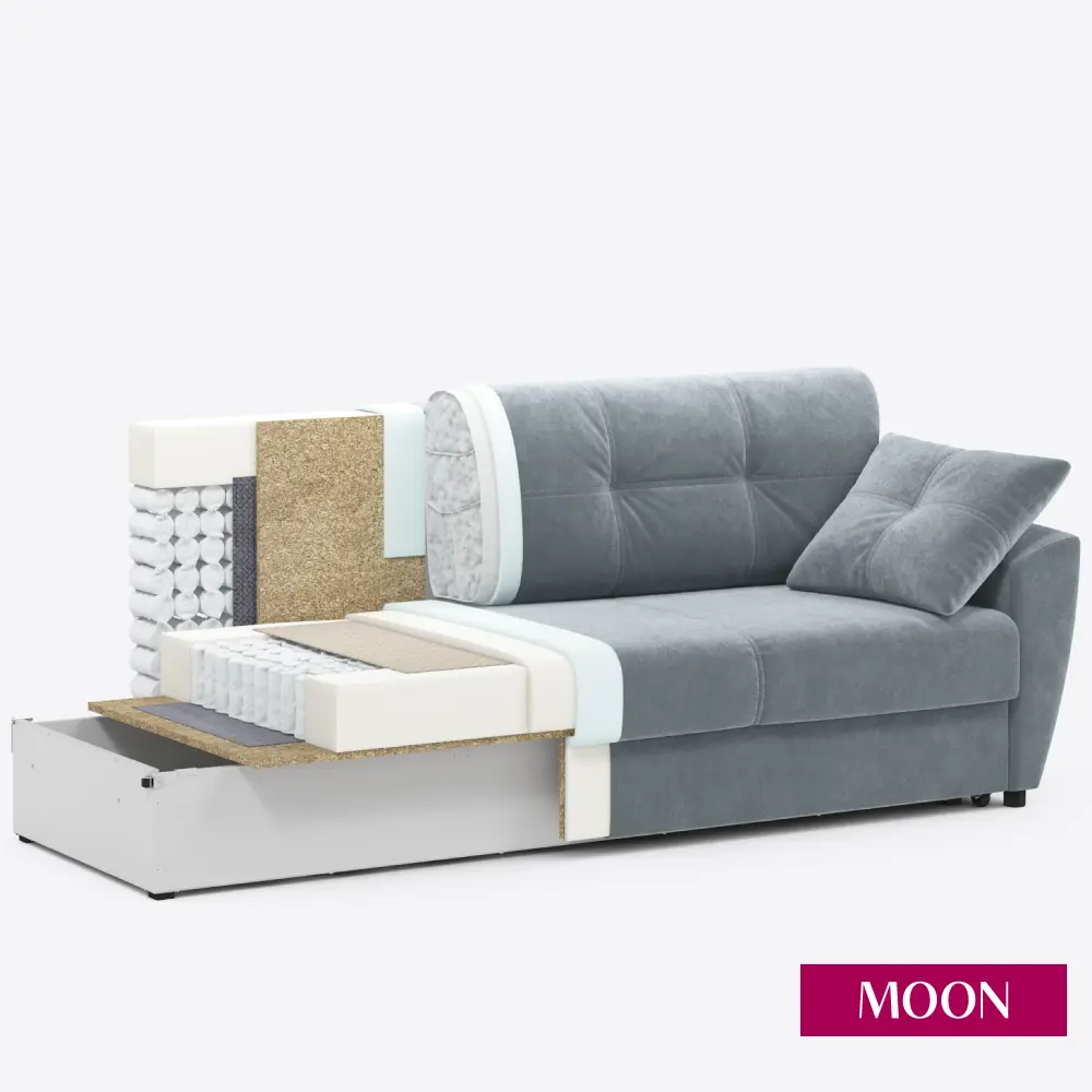 Фото 18 Диван раскладной Moon family 051 241x94x108 см велюр цвет темно-серый