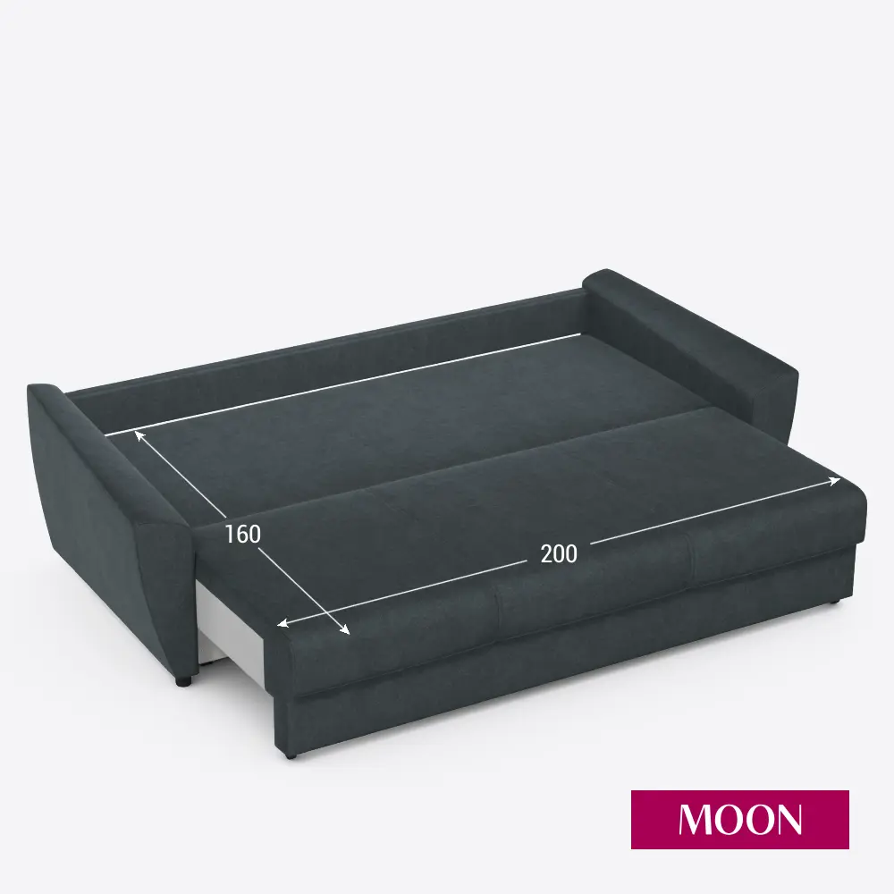 Фото 4 Диван раскладной Moon family 051 241x94x108 см велюр цвет темно-серый