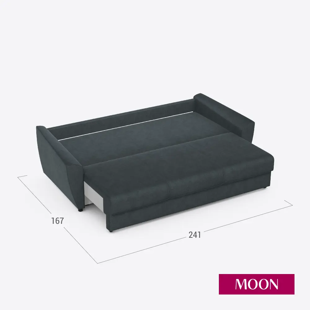 Фото 3 Диван раскладной Moon family 051 241x94x108 см велюр цвет темно-серый