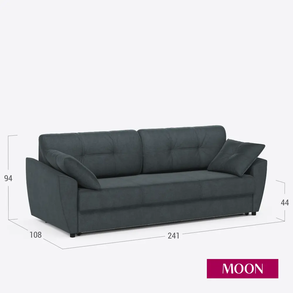 Фото 2 Диван раскладной Moon family 051 241x94x108 см велюр цвет темно-серый