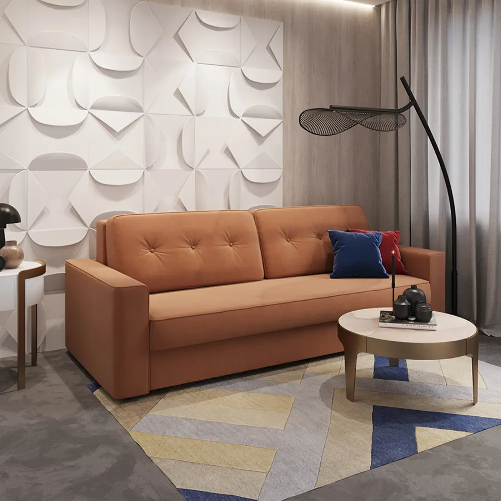 Фото 6 Диван раскладной Moon family 122 240x93x109 см велюр цвет оранжевый Фото 6 Диван раскладной Moon family 122 240x93x109 см велюр цвет оранжевый