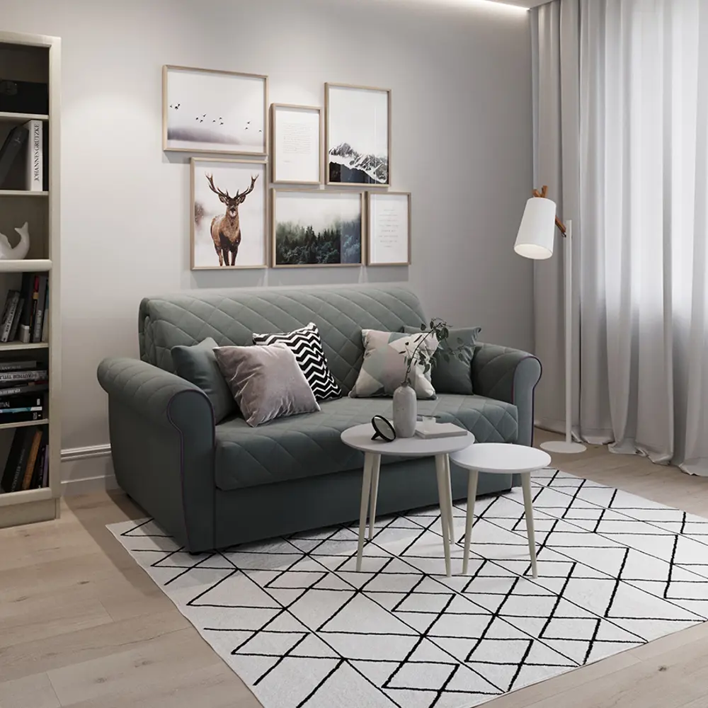 Фото 3 Диван раскладной Moon family 123 179x90x104 см велюр цвет серый Фото 3 Диван раскладной Moon family 123 179x90x104 см велюр цвет серый