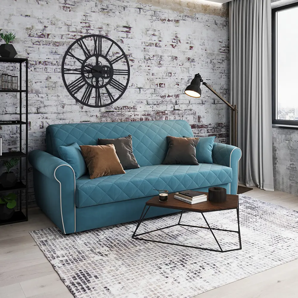 Фото 5 Диван раскладной Moon family 123 199x90x104 см велюр цвет бирюзовый Фото 5 Диван раскладной Moon family 123 199x90x104 см велюр цвет бирюзовый