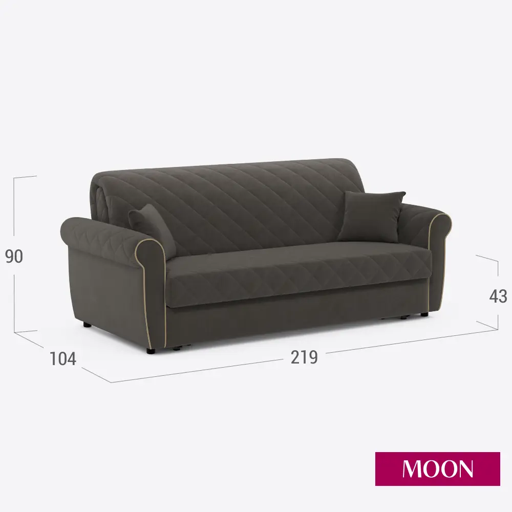 Фото 2 Диван раскладной Moon family 123 219x90x104 см велюр цвет коричневый