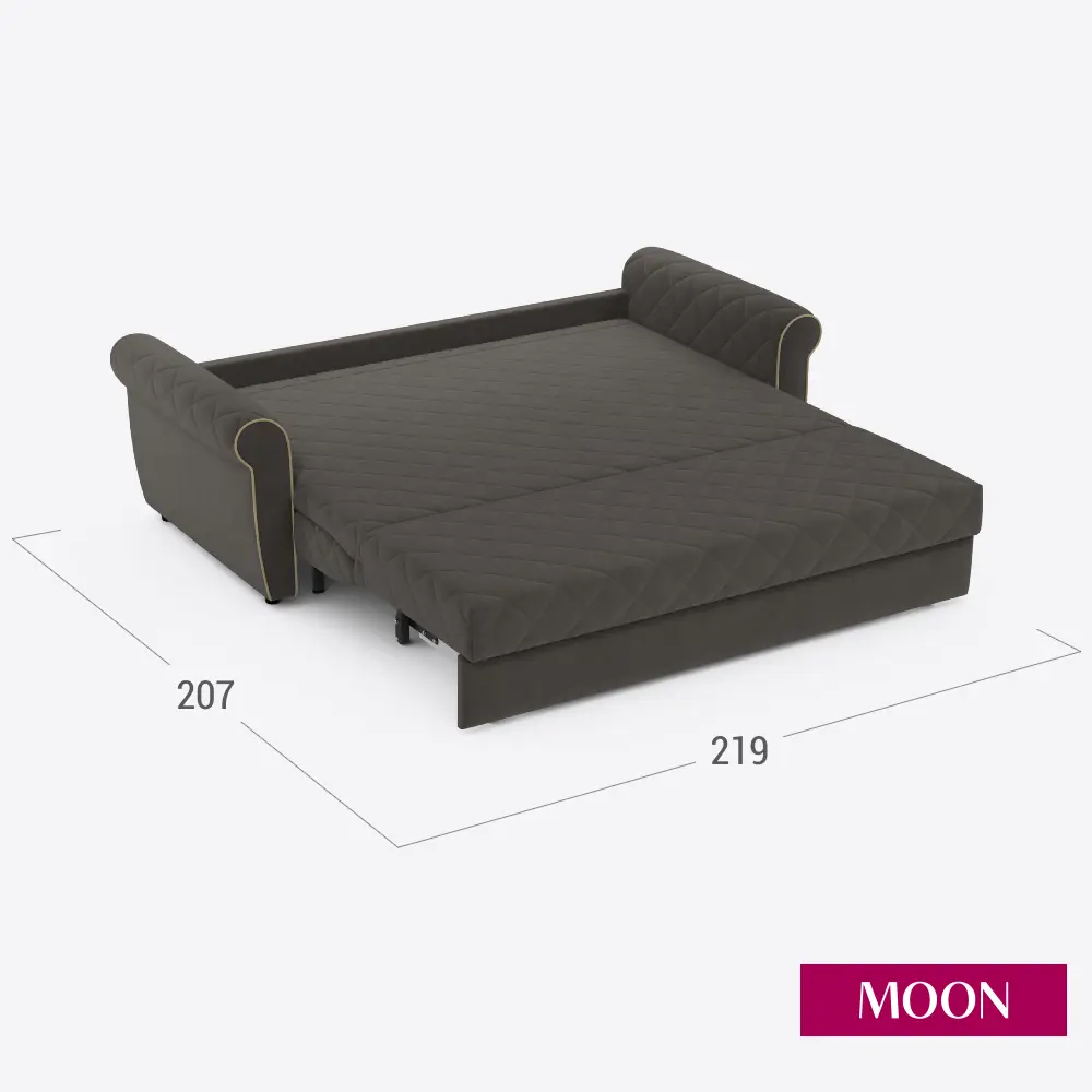 Фото 3 Диван раскладной Moon family 123 219x90x104 см велюр цвет коричневый