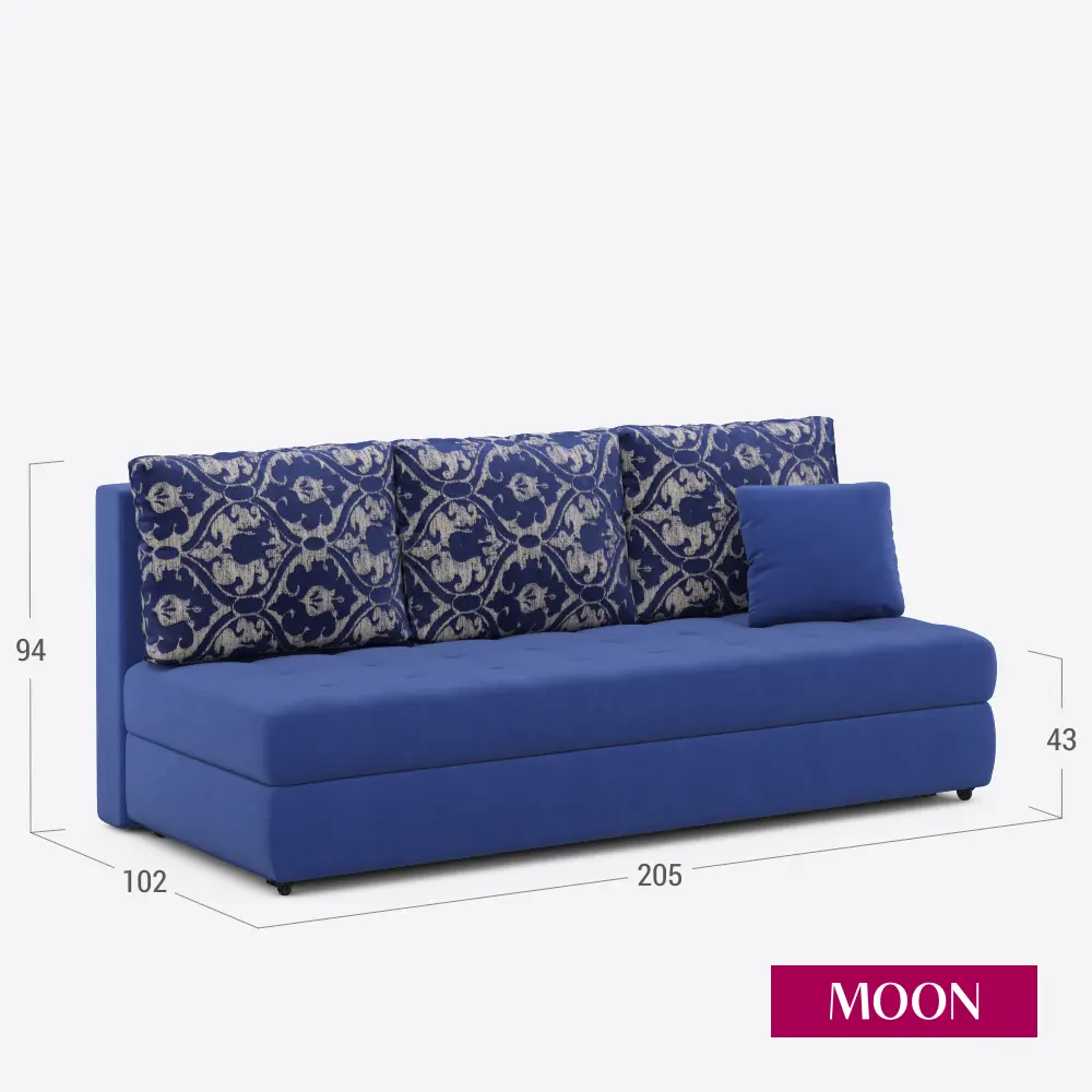 Фото 2 Диван раскладной Moon family 074 205x94x102 см велюр цвет синий Фото 2 Диван раскладной Moon family 074 205x94x102 см велюр цвет синий