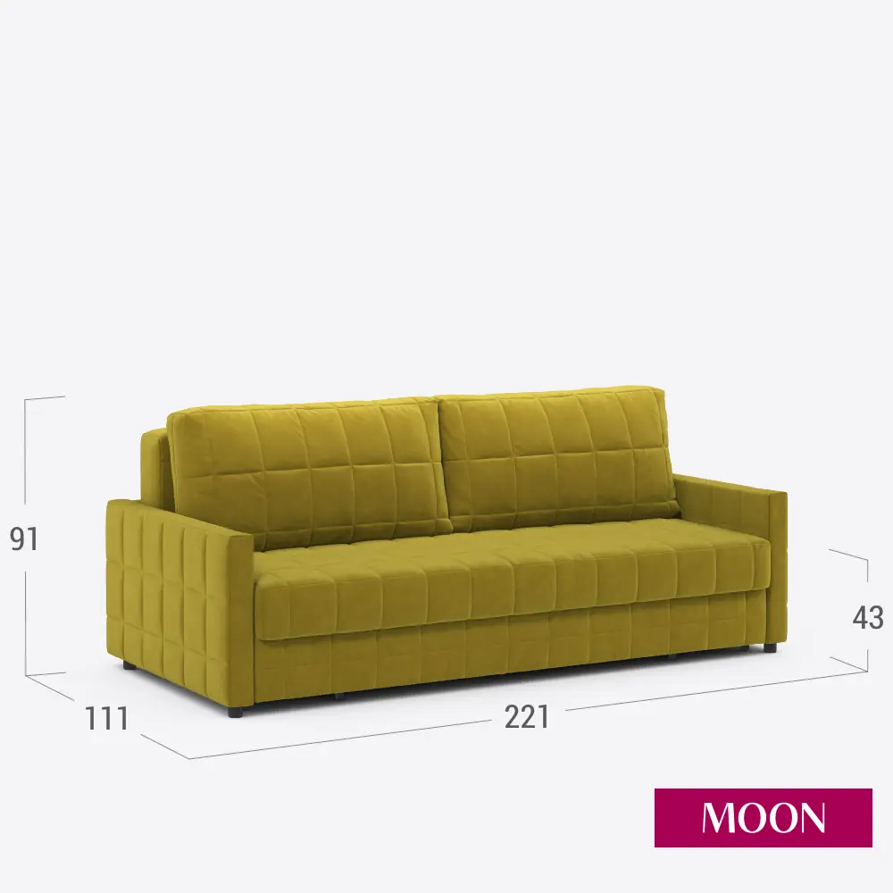 Фото 2 Диван раскладной Moon family 124 221x91x111 см велюр цвет салатовый/горчичный