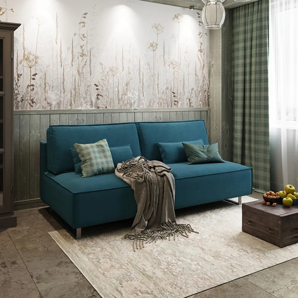 Фото 5 Диван раскладной Moon family 005 206x91x114 см велюр цвет петроль Фото 5 Диван раскладной Moon family 005 206x91x114 см велюр цвет петроль