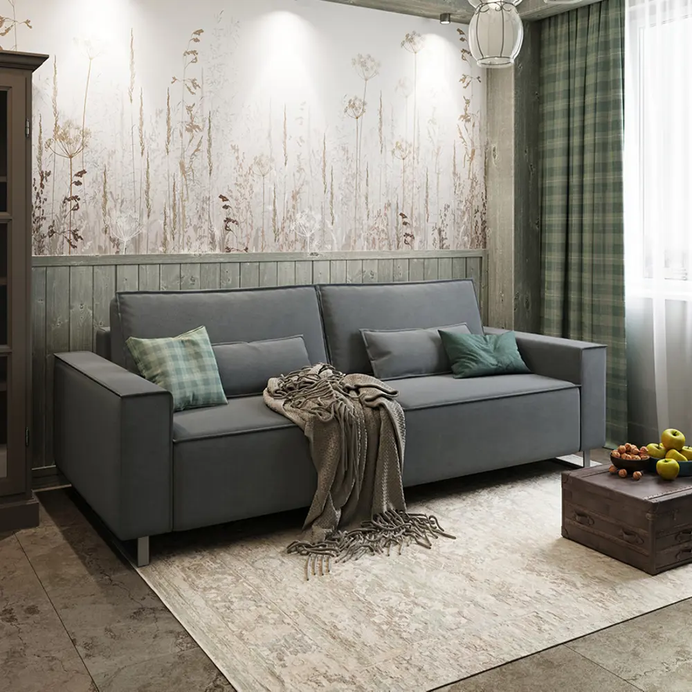 Фото 5 Диван раскладной Moon family 005 240x91x114 см велюр цвет серый Фото 5 Диван раскладной Moon family 005 240x91x114 см велюр цвет серый