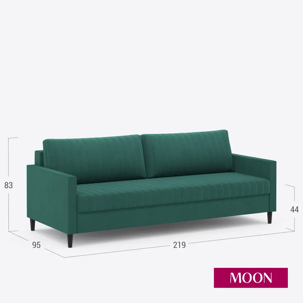 Фото 2 Диван раскладной Moon family 143 219x83x95 см велюр цвет зеленый