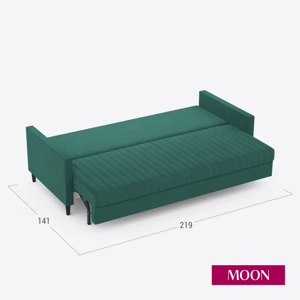 Фото 3 Диван раскладной Moon family 143 219x83x95 см велюр цвет зеленый