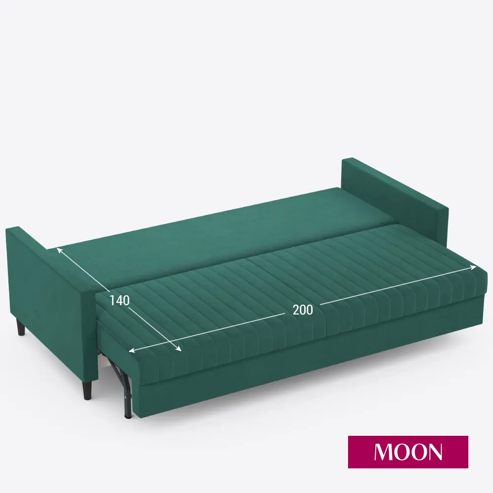 Фото 4 Диван раскладной Moon family 143 219x83x95 см велюр цвет зеленый