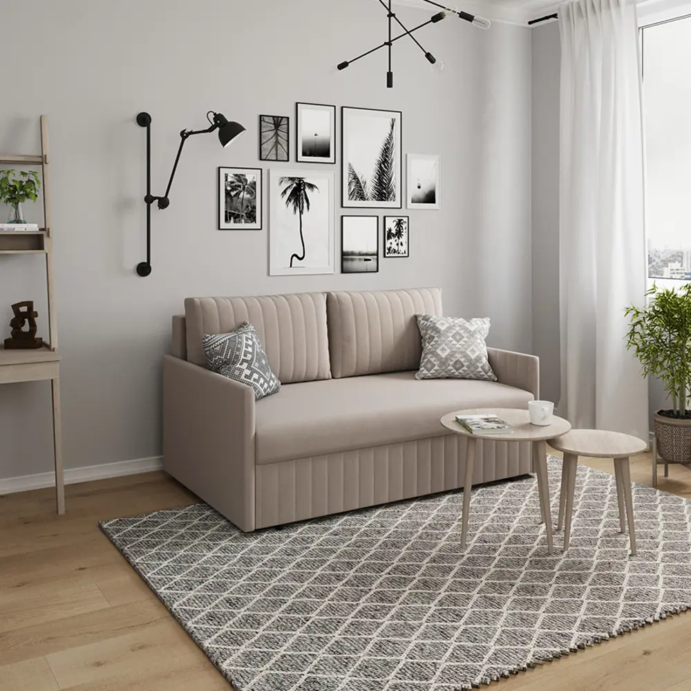 Фото 4 Диван раскладной Moon family 191 151x88x101 см велюр цвет бежевый