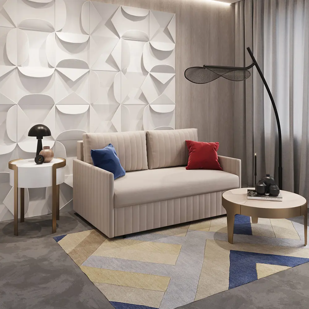 Фото 5 Диван раскладной Moon family 191 151x88x101 см велюр цвет бежевый