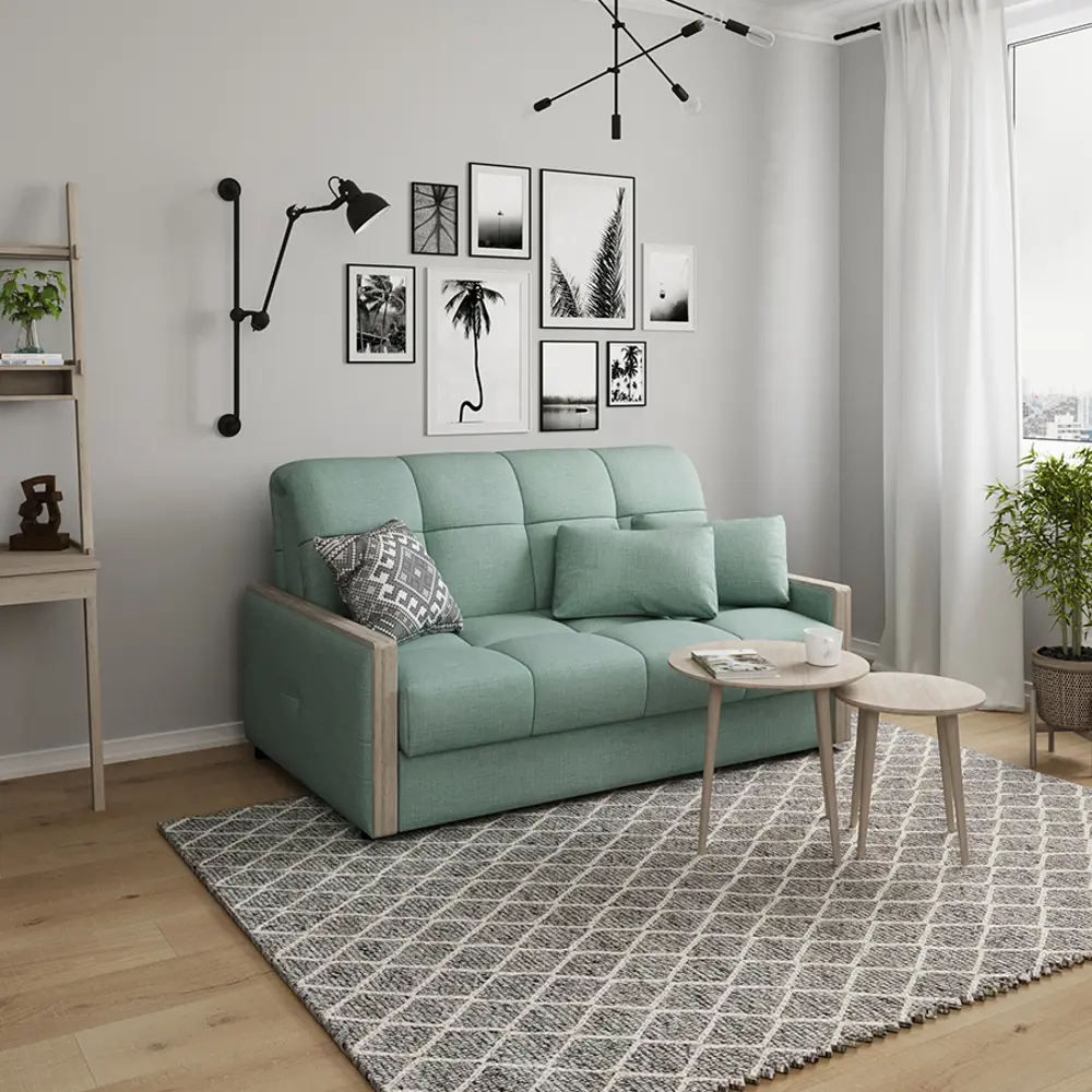 Фото 5 Диван раскладной Moon family 125 139x90x104 см велюр цвет тиффани