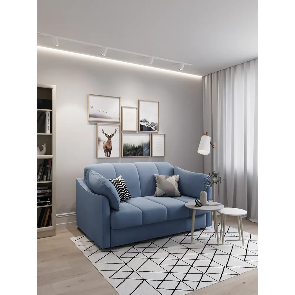 Фото 6 Диван раскладной Moon family 111 161x92x119 см велюр цвет голубой