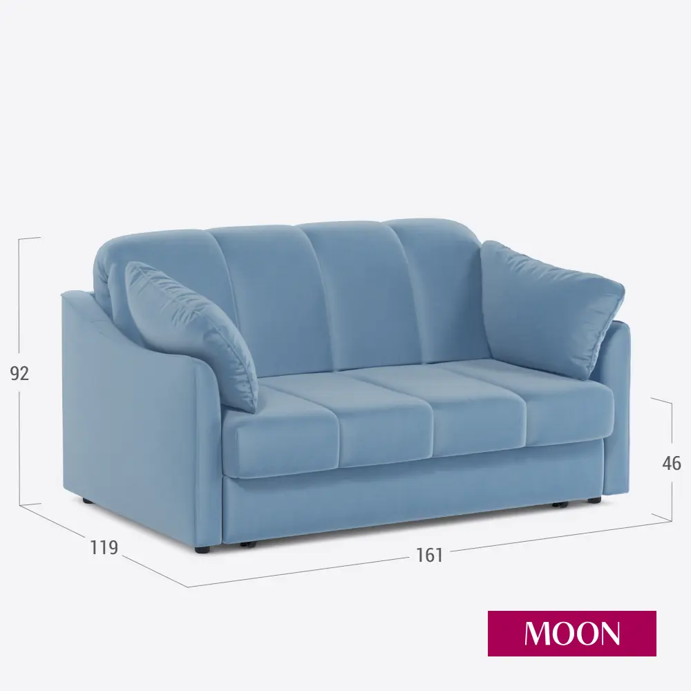 Фото 2 Диван раскладной Moon family 111 161x92x119 см велюр цвет голубой