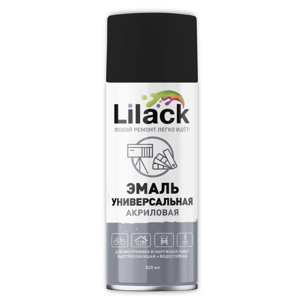 Фото Эмаль аэрозольная универсальная Lilack 7101-02 lk матовая цвет черный 0.52 л Фото Эмаль аэрозольная универсальная Lilack 7101-02 lk матовая цвет черный 0.52 л