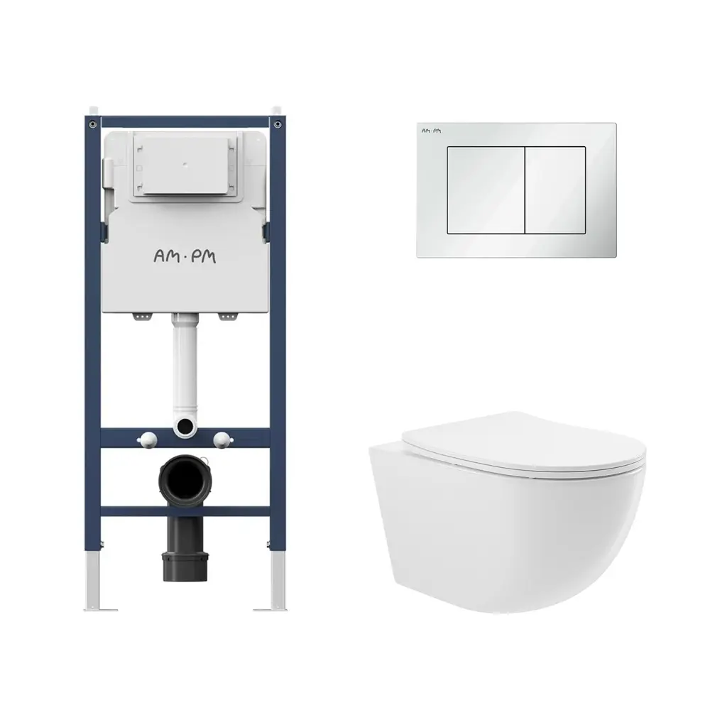 Фото Комплект инсталляции Am.pm I012709.0201 PrimeFit с клавишей PrimeFit S белый глянец и унитаз 48x36 ADT Pro Vortex Торнадо микролифт белый форма овал Фото Комплект инсталляции Am.pm I012709.0201 PrimeFit с клавишей PrimeFit S белый глянец и унитаз 48x36 ADT Pro Vortex Торнадо микролифт белый форма овал