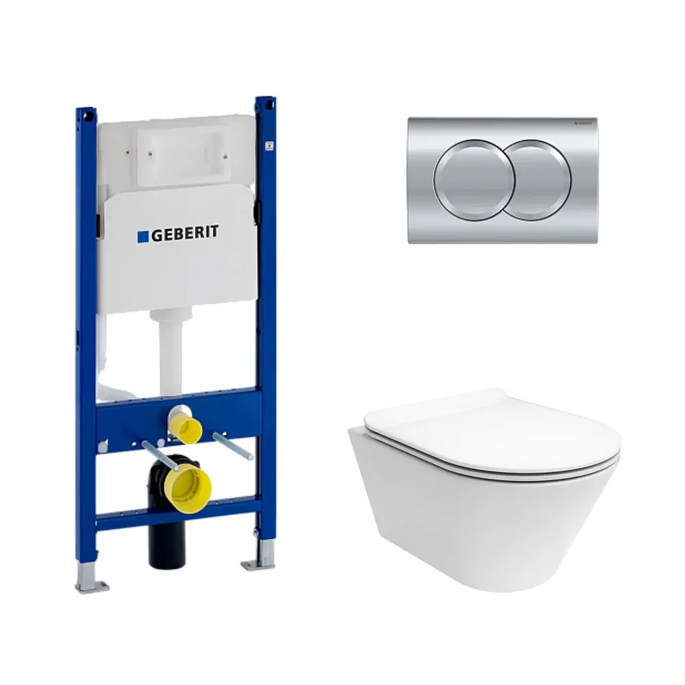 Фото Комплект инсталляции Geberit Duofix с клавишей хром 458.149.21.1 и унитаз Kerama Marazzi Plaza Modern Торнадо микролифт белый глянцевый Фото Комплект инсталляции Geberit Duofix с клавишей хром 458.149.21.1 и унитаз Kerama Marazzi Plaza Modern Торнадо микролифт белый глянцевый