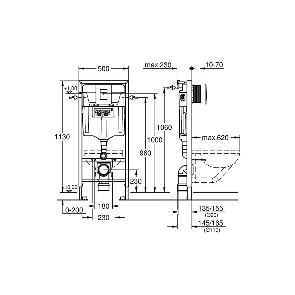 Фото 3 Комплект инсталляции Grohe Rapid SL с клавишей - цвет хром с унитазом подвесным 48x36 ADT Pro Vortex Торнадо микролифт белый Фото 3 Комплект инсталляции Grohe Rapid SL с клавишей - цвет хром с унитазом подвесным 48x36 ADT Pro Vortex Торнадо микролифт белый