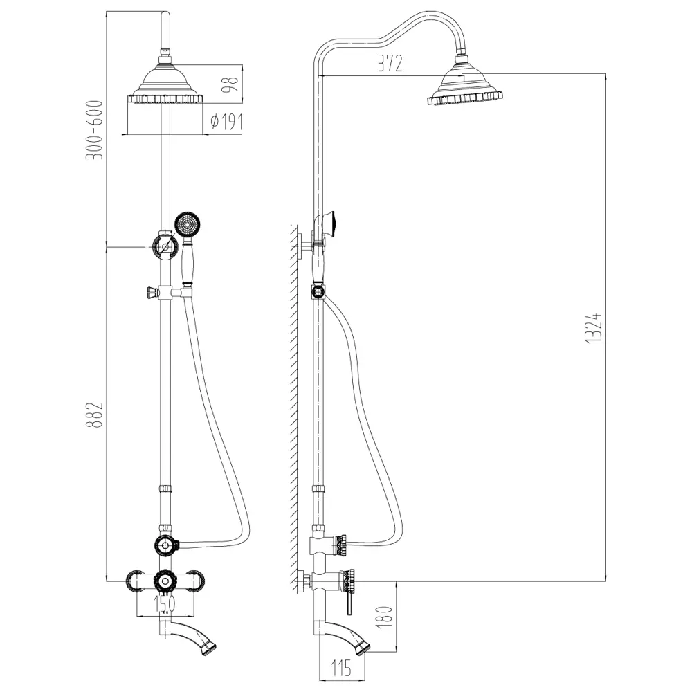 Фото 2 Душевая стойка lemark Jasmine LM6662ORB