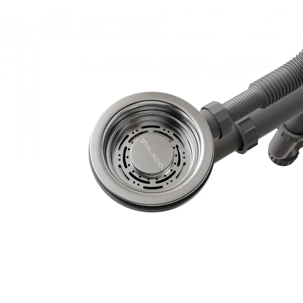 Фото 2 Сливная арматура Milacio MC.011.SS с корзинчатым вентилем для кухонной мойки Фото 2 Сливная арматура Milacio MC.011.SS с корзинчатым вентилем для кухонной мойки