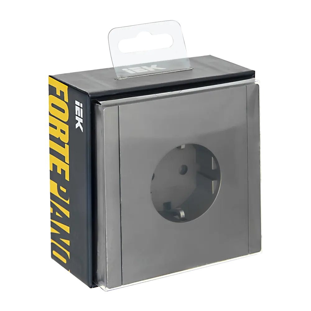 Фото 2 Розетка встраиваемая IEK Forte&Piano с заземлением со шторками цвет сталь