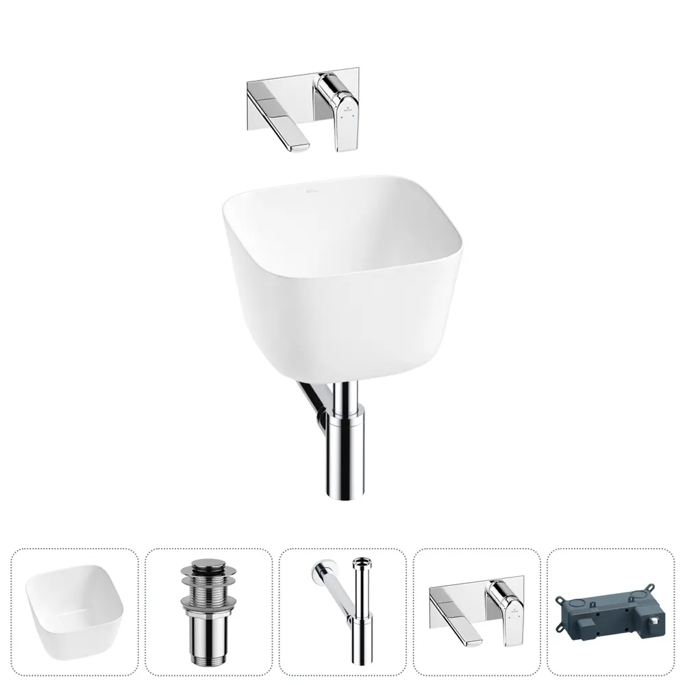 Фото Раковина Wellsee fontenay paris 20214051R 37см цвет раковина 4 в 1: д/к, сифон, смеситель